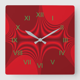 Stretched Neon Star Quadratische Wanduhr