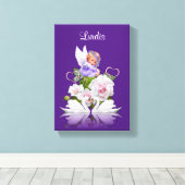 Stretchierte Canvas Print Angel White Swans Lila Leinwanddruck (Insitu (Holzboden))