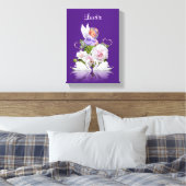 Stretchierte Canvas Print Angel White Swans Lila Leinwanddruck (Insitu (Schlafzimmer))