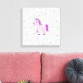 Stretchierte Canvas Print mit Niedlichem Einhorn Leinwanddruck (Insitu (Wohnzimmer))