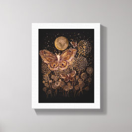 Stretchierte Canvas Print - Moths, Moon and Dandel Leinwanddruck