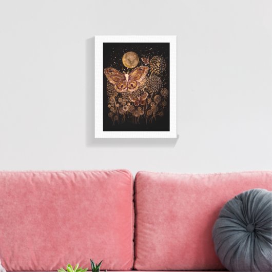Stretchierte Canvas Print - Moths, Moon and Dandel Leinwanddruck (Insitu (Wohnzimmer))