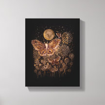 Stretchierte Canvas Print - Moths, Moon and Dandel
