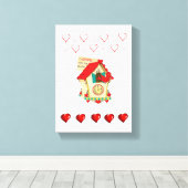 Stretchierte Canvas Print Valentine's Day Bird Leinwanddruck (Insitu (Holzboden))