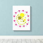 Stretchierte Canvas Print Valentine's Day Bumblebe Leinwanddruck (Insitu (Holzboden))
