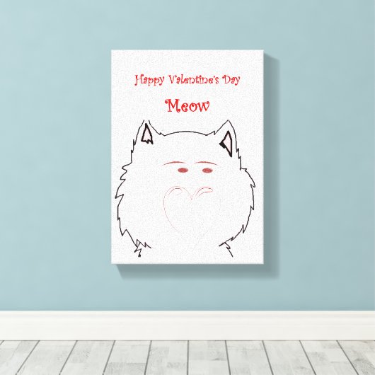 Stretchierte Canvas Print Valentine's Day Cat Leinwanddruck (Insitu (Holzboden))