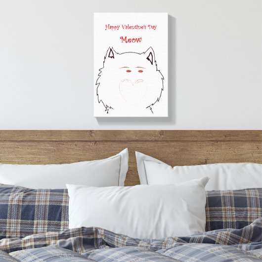 Stretchierte Canvas Print Valentine's Day Cat Leinwanddruck (Insitu (Schlafzimmer))