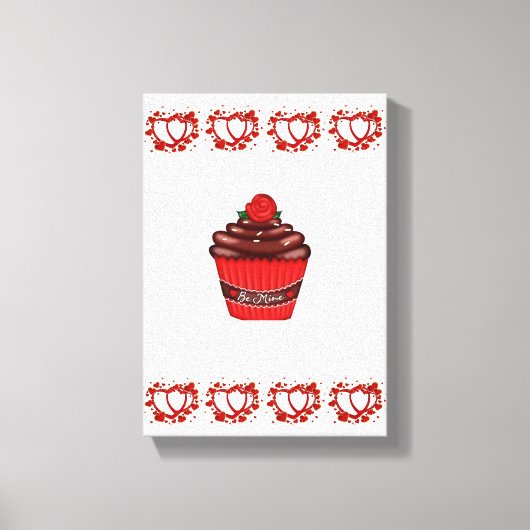 Stretchierte Canvas Print Valentine's Day Cupcake Leinwanddruck (Vorderseite)