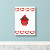 Stretchierte Canvas Print Valentine's Day Cupcake Leinwanddruck (Insitu (Holzboden))