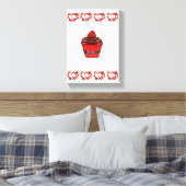 Stretchierte Canvas Print Valentine's Day Cupcake Leinwanddruck (Insitu (Schlafzimmer))