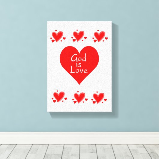 Stretchierte Canvas Print Valentine's Day Gott ist Leinwanddruck (Insitu (Holzboden))