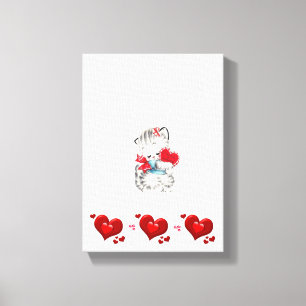 Stretchierte Canvas Print Valentine's Day Kitten Leinwanddruck