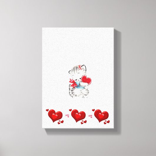 Stretchierte Canvas Print Valentine's Day Kitten Leinwanddruck (Vorderseite)