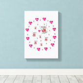 Stretchierte Canvas Print Valentine's Day Mäuse Leinwanddruck (Insitu (Holzboden))