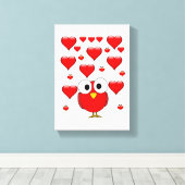 Stretchierte Canvas Print Valentine's Day Pinguin Leinwanddruck (Insitu (Holzboden))