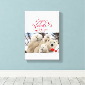 Stretchierte Canvas Print Valentine's Day Polar Bä Leinwanddruck (Insitu (Holzboden))