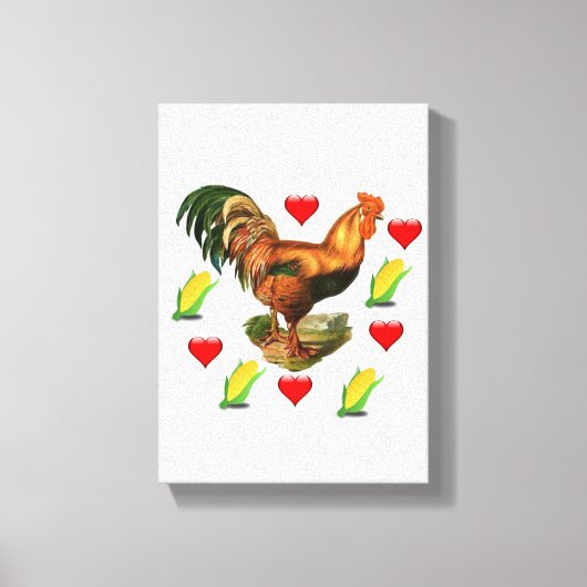 Stretchierte Canvas Print Valentine's Day Rooster Leinwanddruck (Vorderseite)