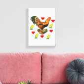 Stretchierte Canvas Print Valentine's Day Rooster Leinwanddruck (Insitu (Wohnzimmer))