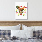 Stretchierte Canvas Print Valentine's Day Rooster Leinwanddruck (Insitu (Schlafzimmer))