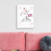 Stretchierte Canvas Print Valentine's Day Zebra Leinwanddruck (Insitu (Wohnzimmer))
