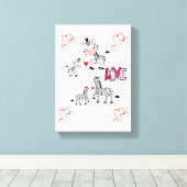 Stretchierte Canvas Print Valentine's Day Zebra Leinwanddruck (Insitu (Holzboden))