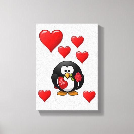 Stretchierte Canvas Print Valentine's Pinguin Leinwanddruck (Vorderseite)