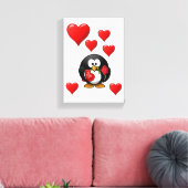 Stretchierte Canvas Print Valentine's Pinguin Leinwanddruck (Insitu (Wohnzimmer))