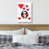Stretchierte Canvas Print Valentine's Pinguin Leinwanddruck (Insitu (Schlafzimmer))