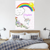 Stretchierte Canvas Printwerbung Regenbogen Einhor Leinwanddruck (Insitu (Schlafzimmer))