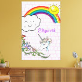 Stretchierte Canvas Printwerbung Regenbogen Einhor Leinwanddruck (Insitu (Wohnzimmer))