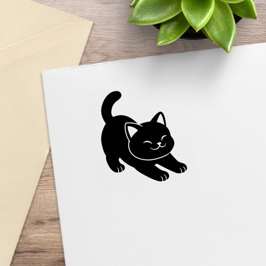 Stretching Black Cat 1x1 Gummistempel