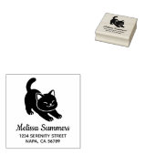 Stretching Black Cat Address Gummistempel (Stempel)