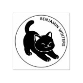 Stretching Black Cat Custom Text Gummistempel (Prägung)