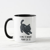 Stretching Black Cat Custom Text Tasse (Links)
