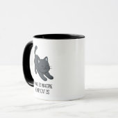 Stretching Black Cat Custom Text Tasse (Vorderseite Links)