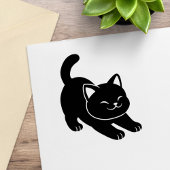 Stretching Black Cat Gummistempel
