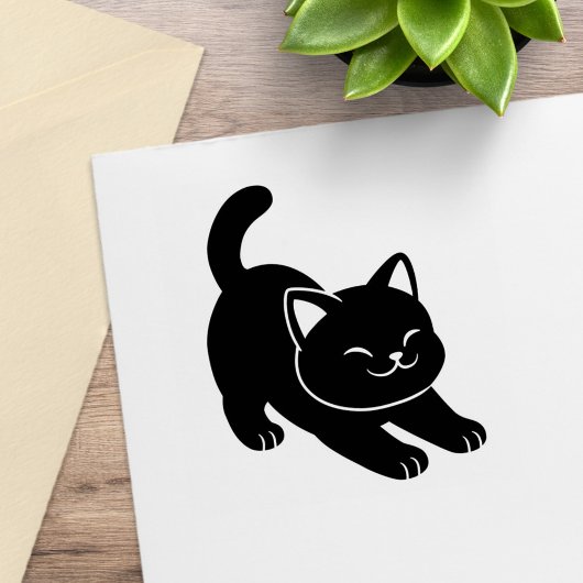 Stretching Black Cat Gummistempel