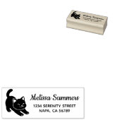 Stretching Black Cat Return Address Gummistempel (Stempel)