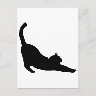 Stretching Black Cat Silhouette Postkarte