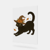 Stretching Black Cat - Witchy Autumn Classic T-Shi Acrylschild (Winkel)