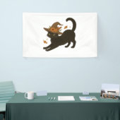 Stretching Black Cat - Witchy Autumn Classic T-Shi Banner (Messeveranstaltung)