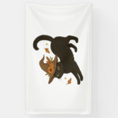 Stretching Black Cat - Witchy Autumn Classic T-Shi Banner (Vertikal)