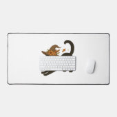 Stretching Black Cat - Witchy Autumn Classic T-Shi Schreibtischunterlage (Tastatur & Maus)