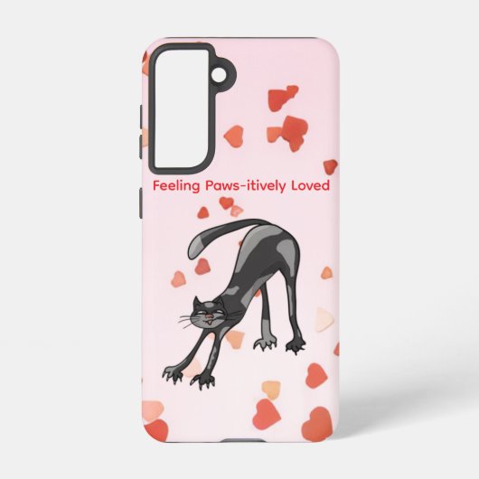 Stretching Cat Galaxy Case – Paws-itively Loved Samsung Galaxy Hülle (Rückseite)