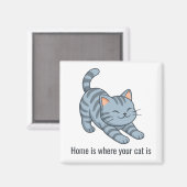 Stretching Grey Tabby Cat Custom Text Magnet (Vorderseite/Rückseite)
