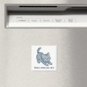 Stretching Grey Tabby Cat Custom Text Magnet (In Situ (Geschirrspüler))