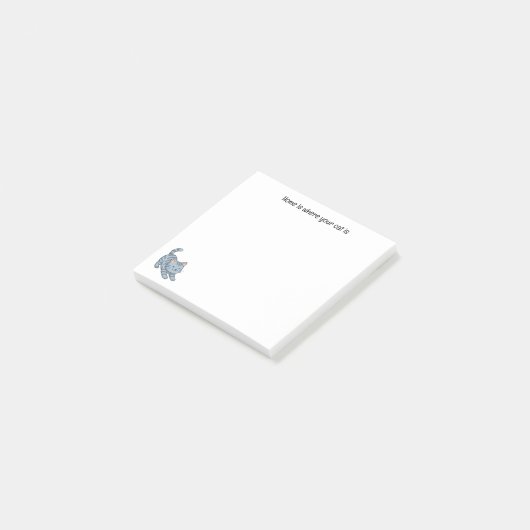 Stretching Grey Tabby Cat Custom Text Post-it Klebezettel (angewinkelt)