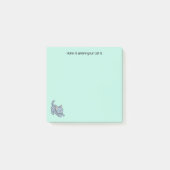 Stretching Grey Tabby Cat Green Custom Text Post-it Klebezettel (Vorderseite)