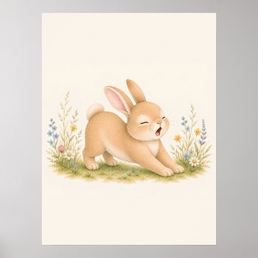 Stretching Little Bunny Nursery Poster (Vorne)