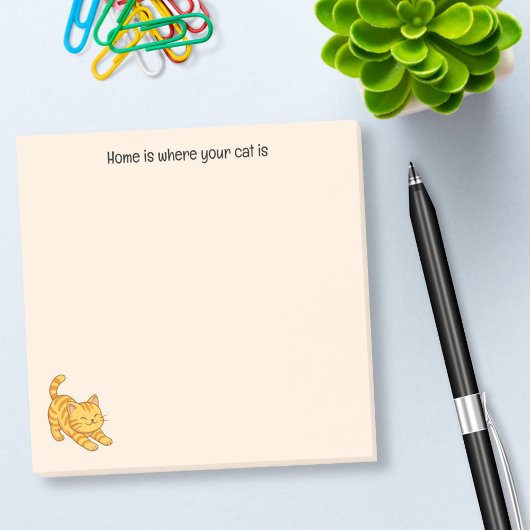 Stretching Orange Tabby Cat Beige Custom Text Post-it Klebezettel